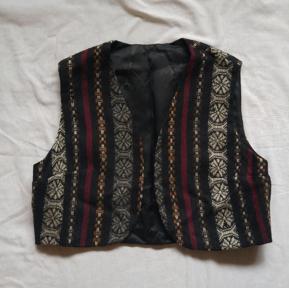 Vintage Jackets & Blazers - 2/$20 Vintage 70s Boho Hippie Striped Short Vest M